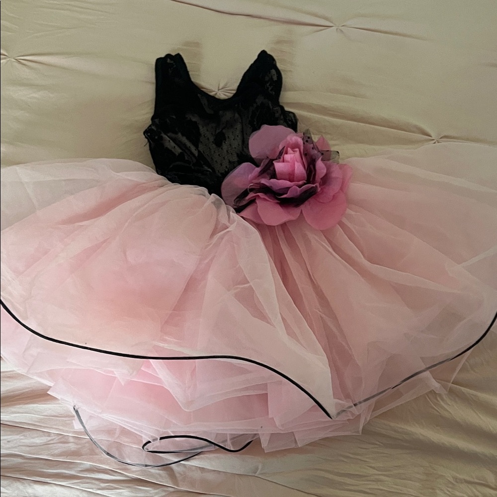 Elegant Kids One Piece Dress in Black and Pink